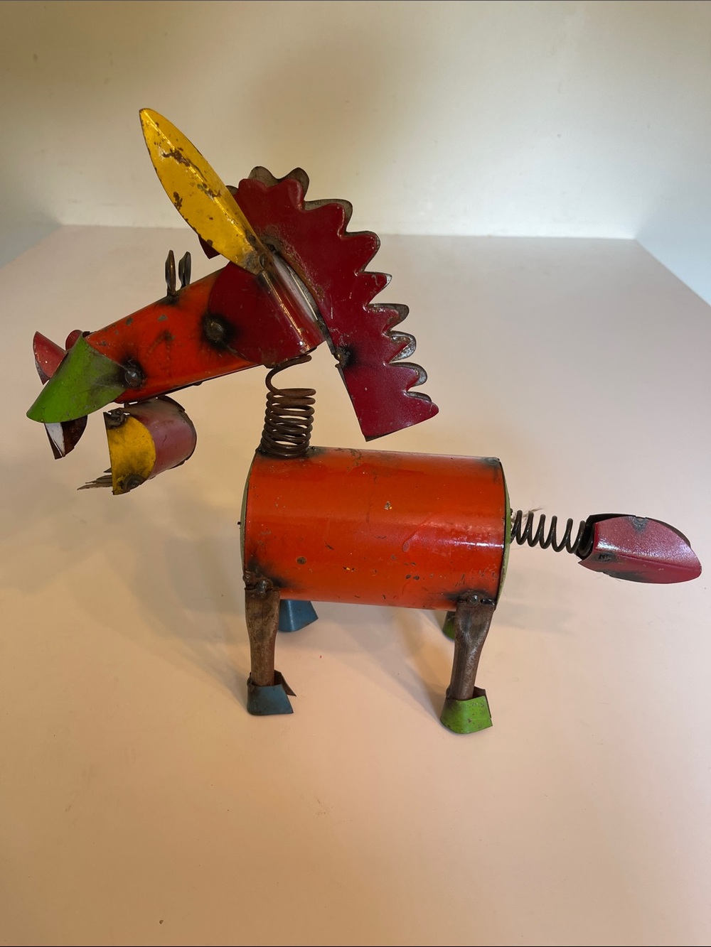 Recycle Metal Springy Donkey Statue 
Rustic Multicolor Garden Art